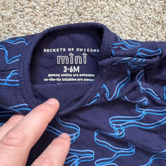 Rockets of Awesome Mini Bamboo Longsleeve Bodysuit size 3-6 Months Navy - Picture 6 of 11